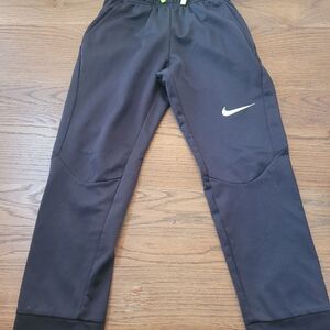 Nike Kids Black Sweatpants with Green Logo